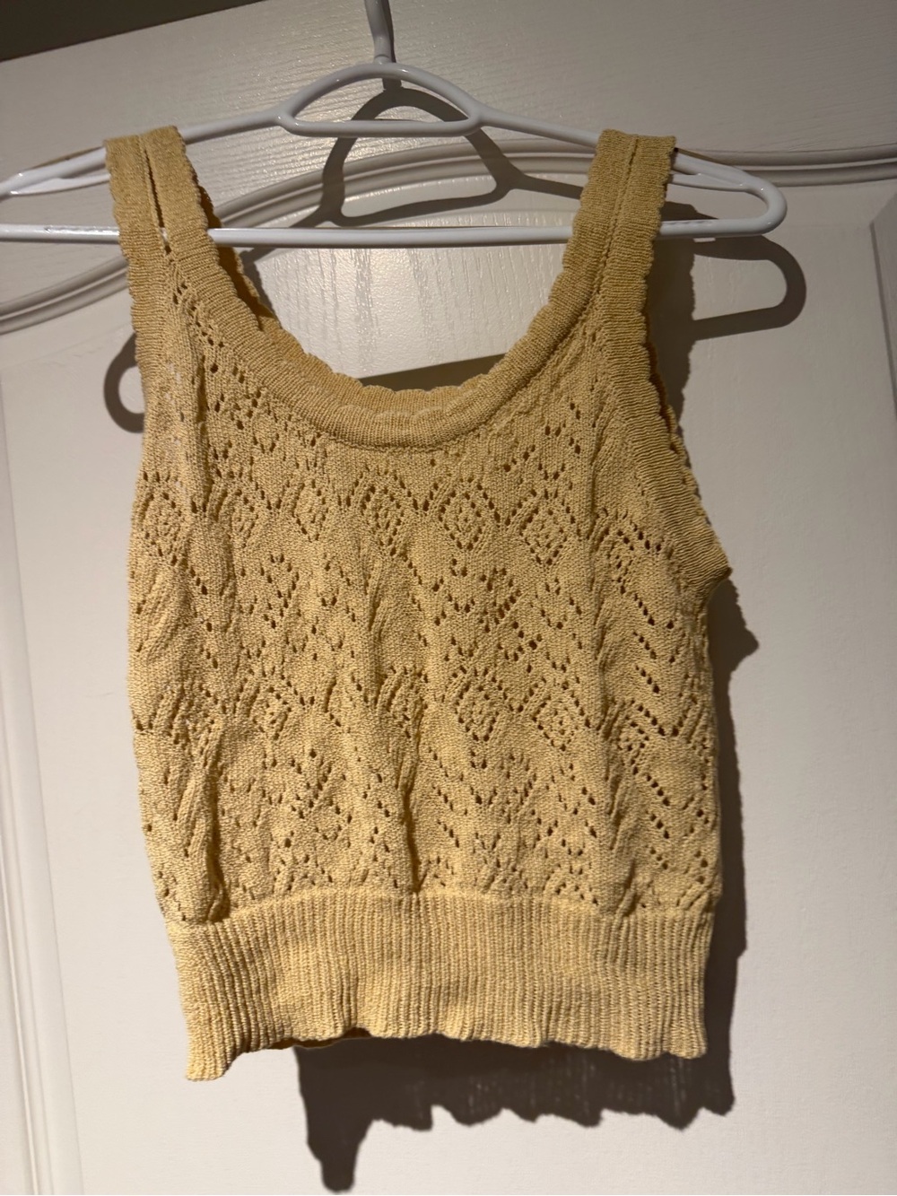 Molly Bracken Soft Scalloped Knit Sweater in Warm Beige
